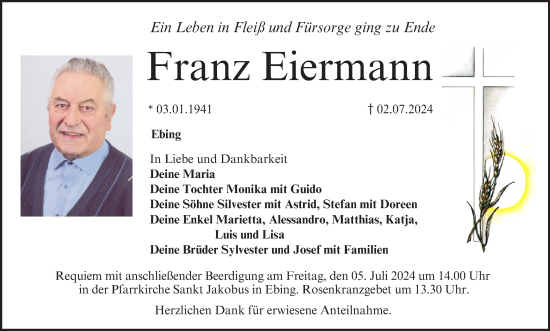 Anzeige von Franz Eiermann von MGO