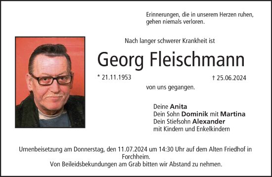 Anzeige von Georg Fleischmann von MGO