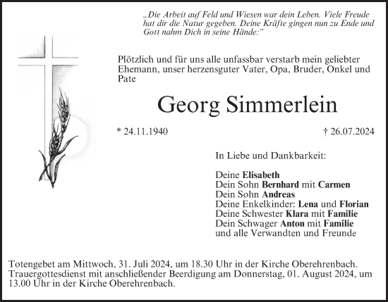 Anzeige von Georg Simmerlein von MGO