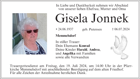 Anzeige von Gisela Jonnek von MGO