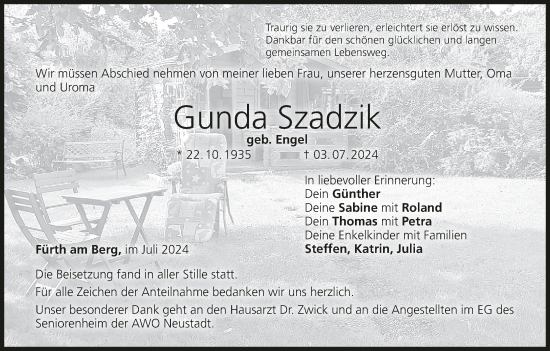 Anzeige von Gunda Szadzik von MGO