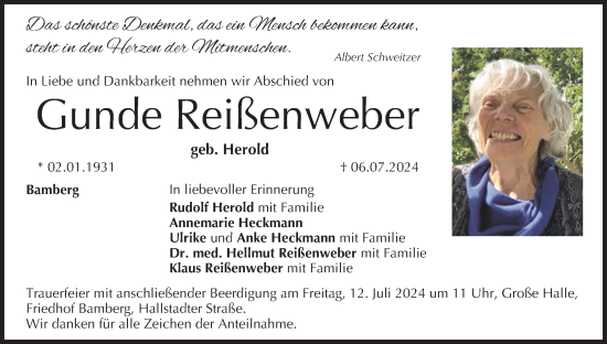 Anzeige von Gunde Reißenweber von MGO