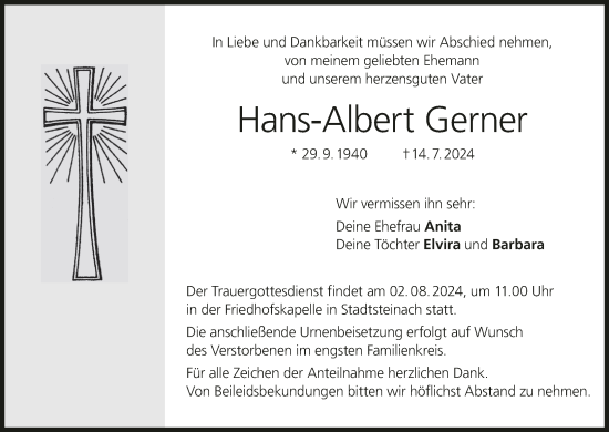Anzeige von Hans-Albert Gerner von MGO