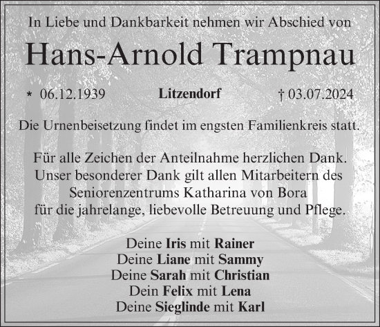 Anzeige von Hans-Arnold Trampnau von MGO