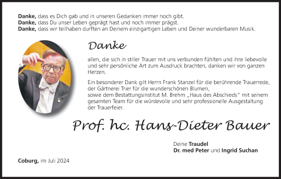 Anzeige von Hans-Dieter Bauer von MGO