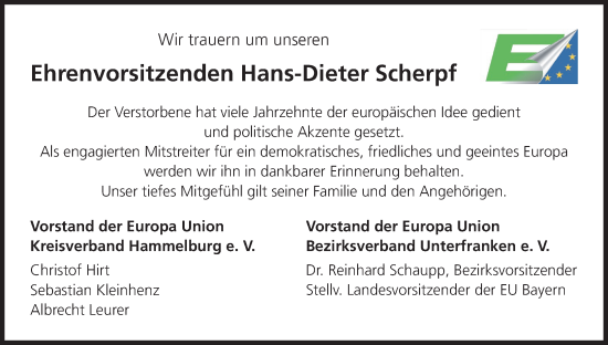 Anzeige von Hans-Dieter Scherpf von MGO