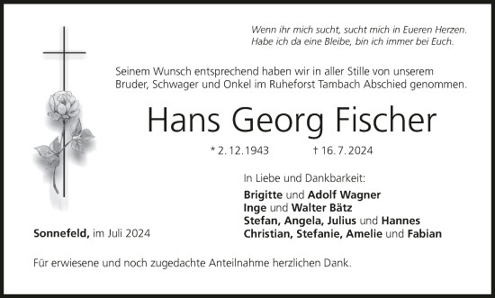 Anzeige von Hans Georg Fischer von MGO