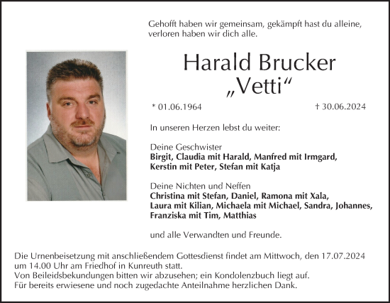 Anzeige von Harald Brucker von MGO