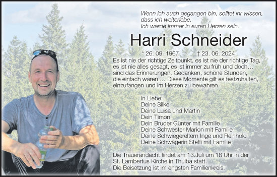Anzeige von Harri Schneider von MGO