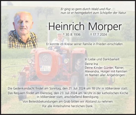 Anzeige von Heinrich Morper von MGO