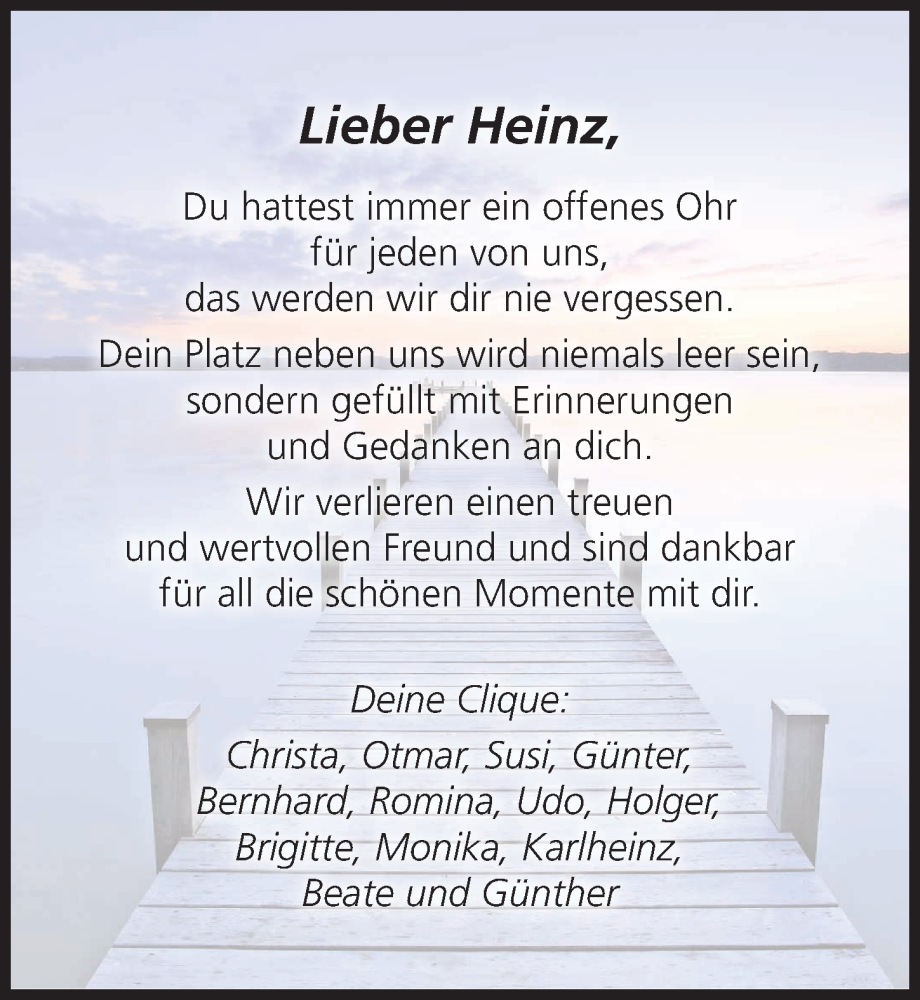  Traueranzeige für Heinz  vom 08.07.2024 aus MGO