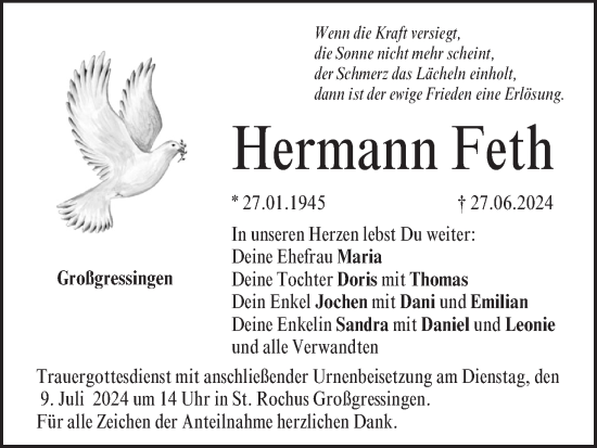 Anzeige von Hermann Feth von MGO
