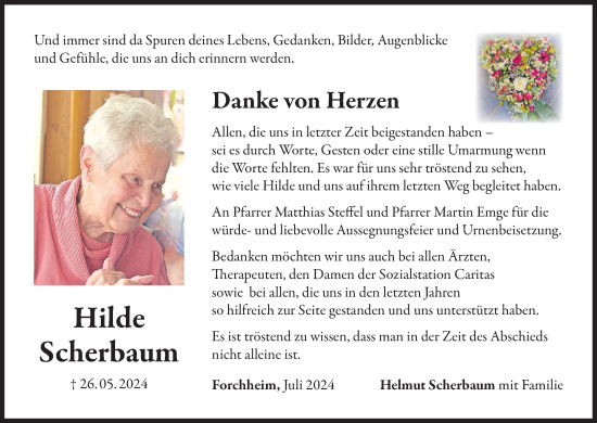 Anzeige von Hilde Scherbaum von MGO