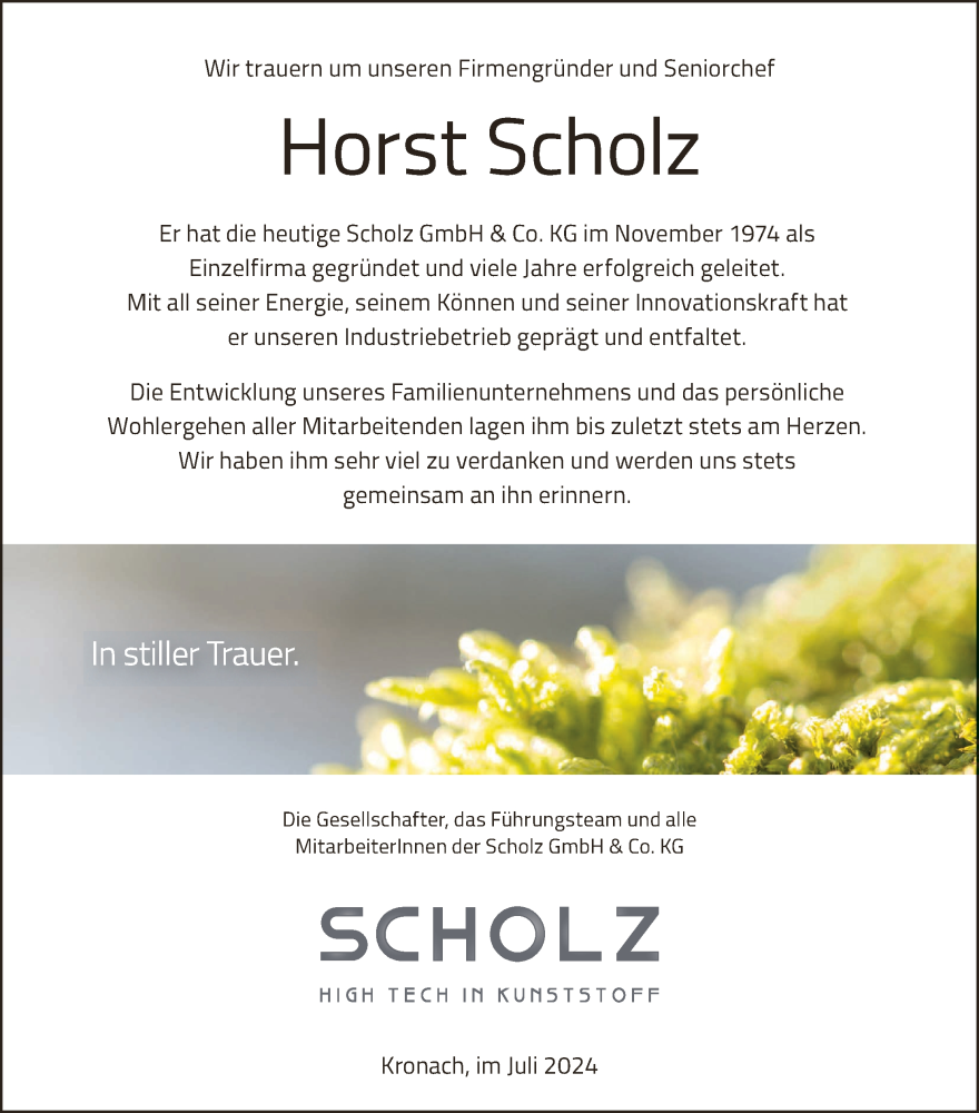  Traueranzeige für Horst Scholz vom 16.07.2024 aus MGO