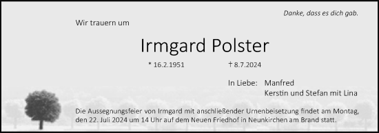Anzeige von Irmgard Polster von MGO