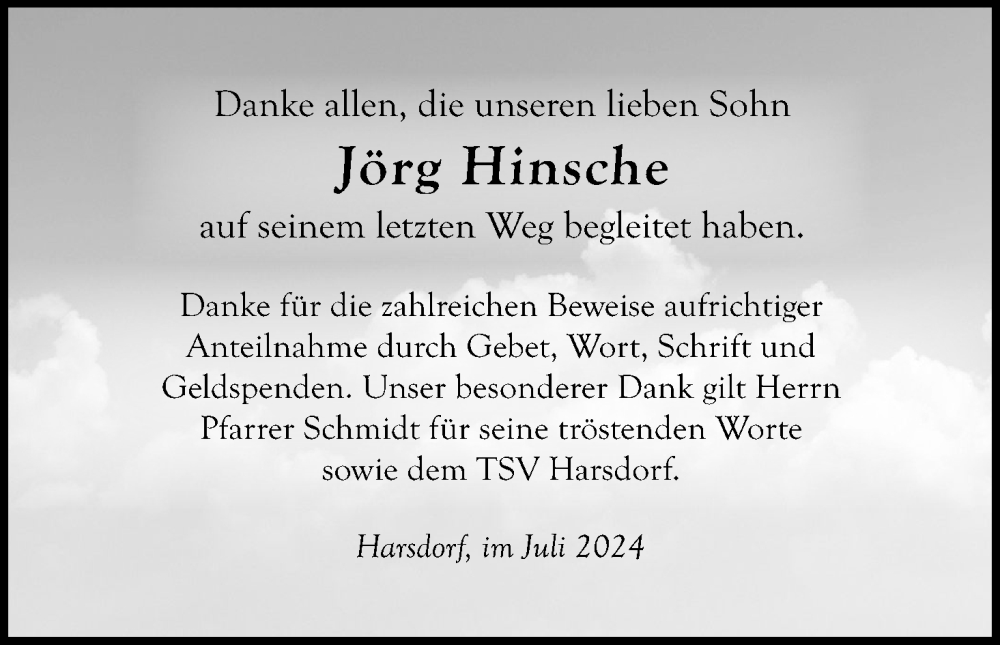  Traueranzeige für Jörg Hinsche vom 06.07.2024 aus MGO