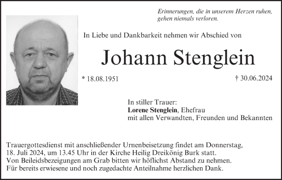 Anzeige von Johann Stenglein von MGO