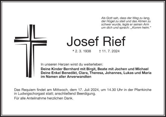 Anzeige von Josef Rief von MGO