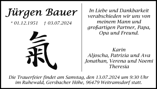 Anzeige von Jürgen Bauer von MGO