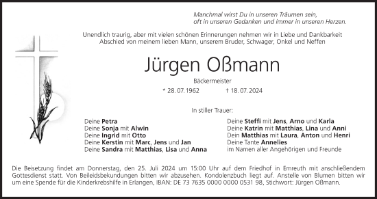 Anzeige von Jürgen Oßmann von MGO