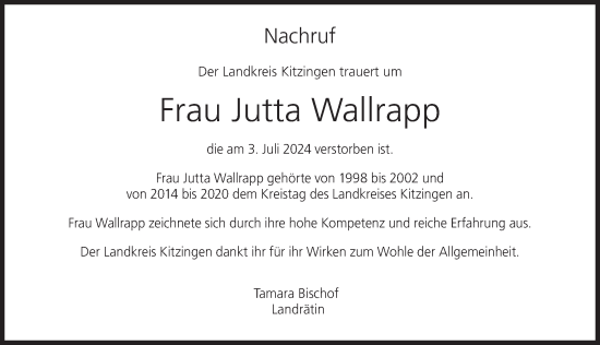 Anzeige von Jutta Wallrapp von MGO