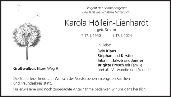 Anzeige von Karola Höllein-Lienhardt von MGO