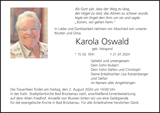 Anzeige von Karola Oswald von MGO