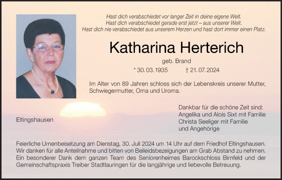 Anzeige von Katharina Herterich von MGO