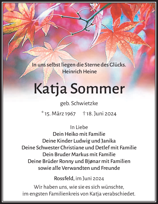 Anzeige von Katja Sommer von MGO
