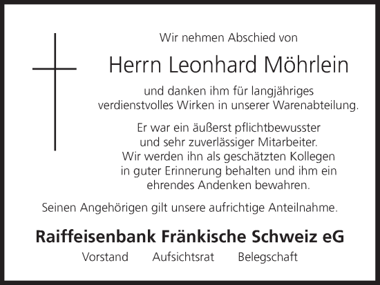 Anzeige von Leonhard Möhrlein von MGO