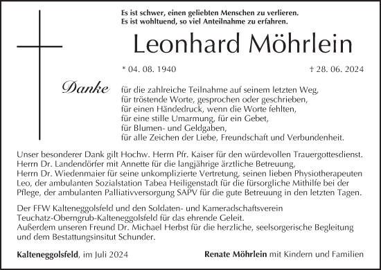 Anzeige von Leonhard Möhrlein von MGO