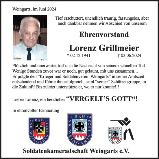 Anzeige von Lorenz Grillmeier von MGO