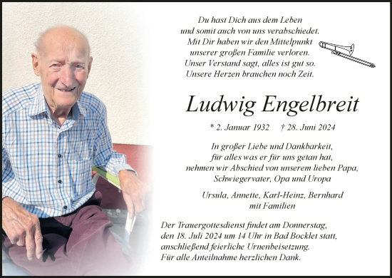 Anzeige von Ludwig Engelbreit von MGO