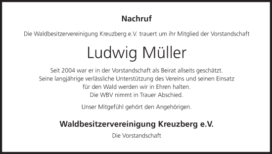 Anzeige von Ludwig Müller von MGO