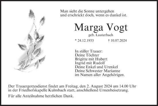 Anzeige von Marga Vogt von MGO