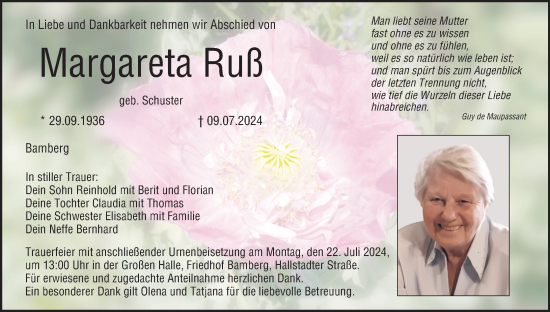 Anzeige von Margareta Ruß von MGO