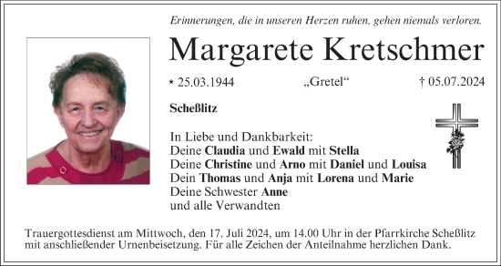 Anzeige von Margarete Kretschmer von MGO