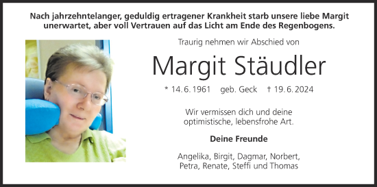 Anzeige von Margit Stäudler von MGO