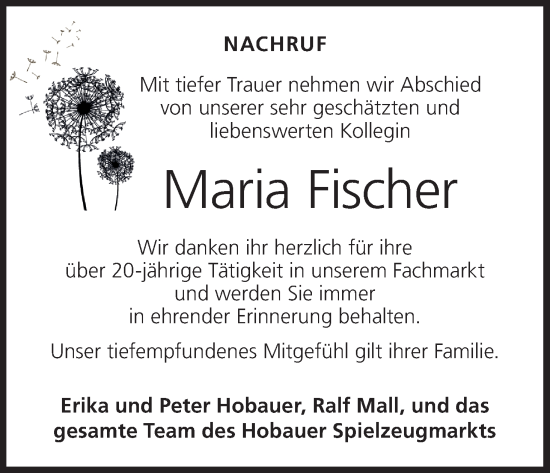 Anzeige von Maria Fischer von MGO