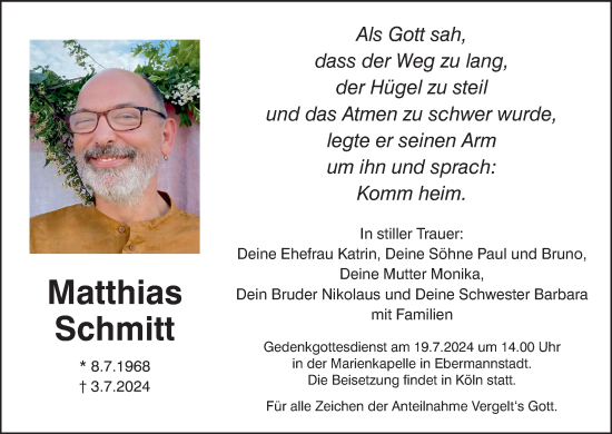 Anzeige von Matthias Schmitt von MGO