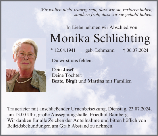 Anzeige von Monika Schlichting von MGO
