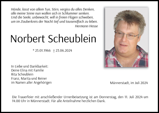 Anzeige von Norbert Scheublein von MGO