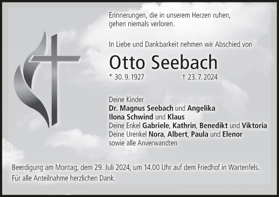 Anzeige von Otto Seebach von MGO