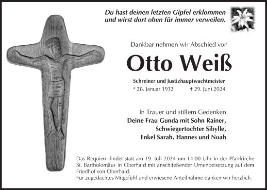 Anzeige von Otto Weiß von MGO