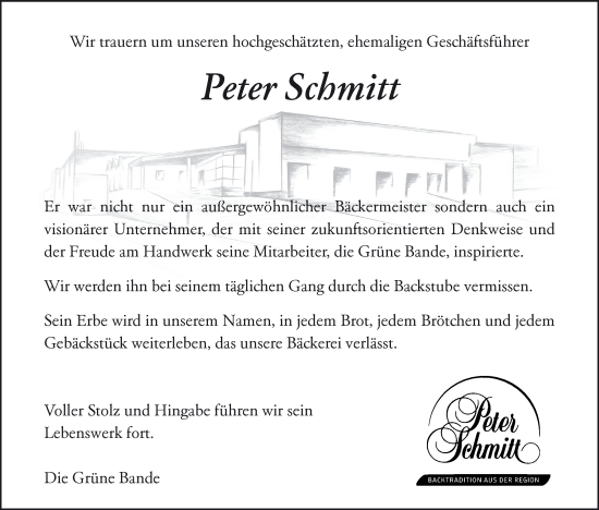 Anzeige von Peter Schmitt von MGO