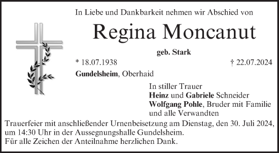 Anzeige von Regina Moncanut von MGO