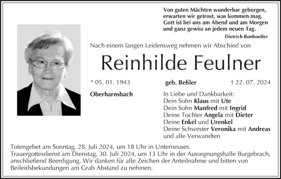 Anzeige von Reinhilde Feulner von MGO