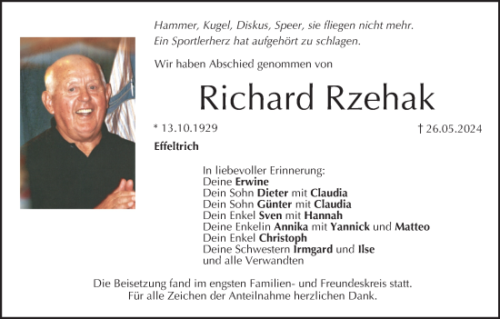 Anzeige von Richard Rzehak von MGO