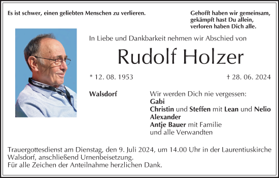 Anzeige von Rudolf Holzer von MGO