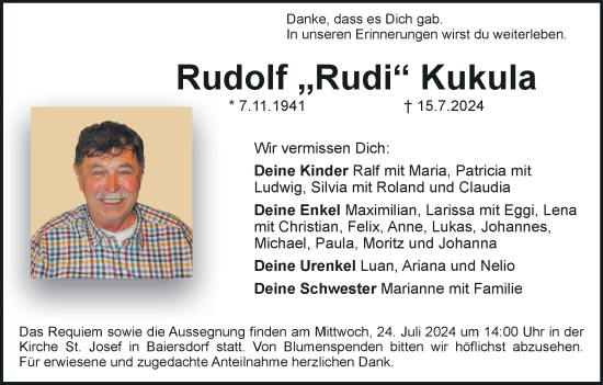 Anzeige von Rudolf  Kukula von MGO
